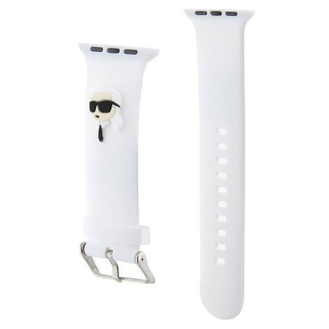 Armband für APPLE WATCH 4 / 5 / 6 / 7 / 8 / SE (38 / 40 / 41 MM) Karl Lagerfeld Strap 3D Rubber Karl Head (KLAWMSLKNH) weiß