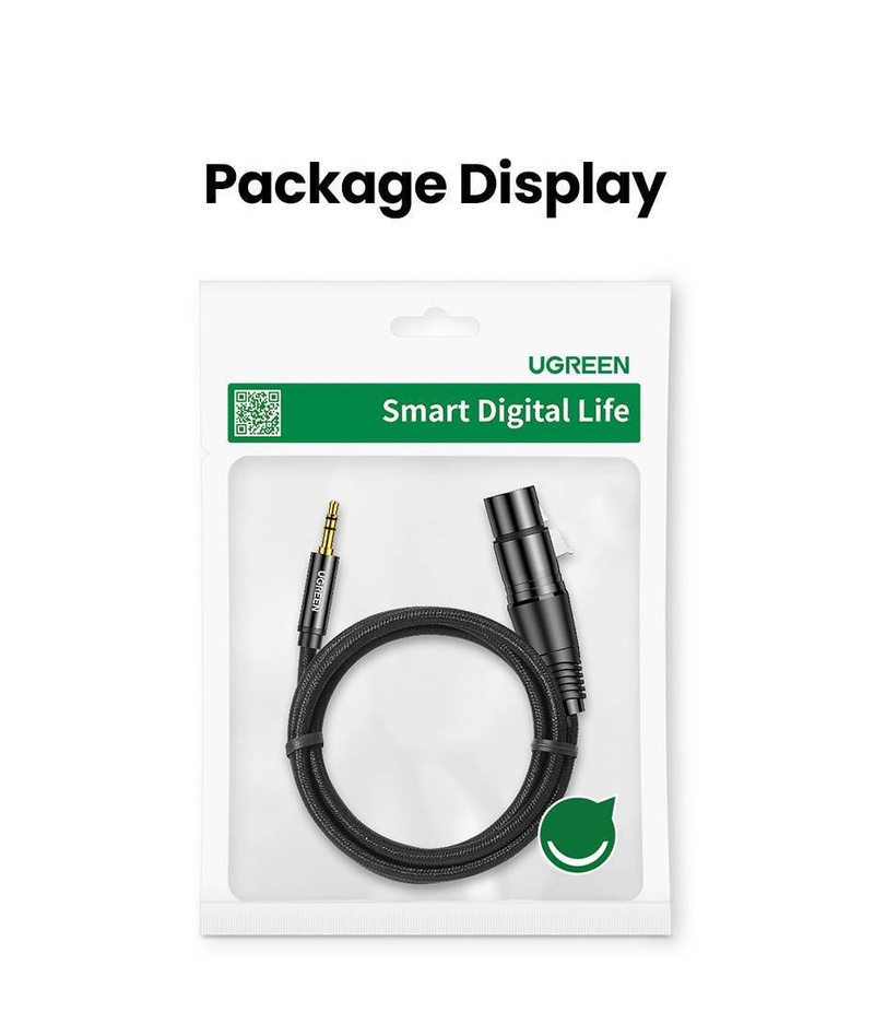 UGREEN AV131 Female XLR cable for jack 3.5 men - 2m (black)