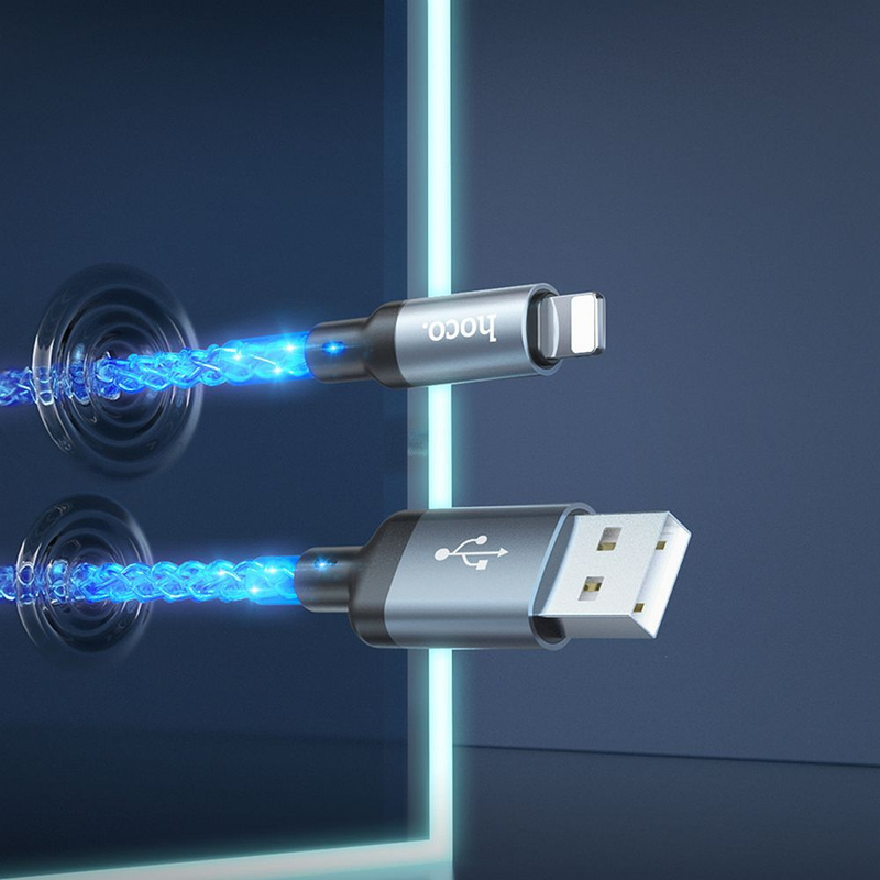HOCO kabel USB A do Lightning 2,4A U112 1 m szary