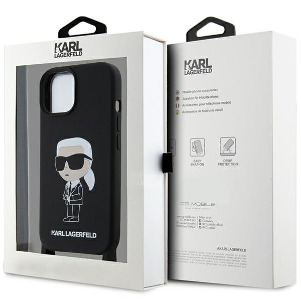 Karl Lagerfeld KLHCP15SSCBSKNK iPhone 15 6.1&quot; hardcase black/black Crossbody Silicone Ikonik