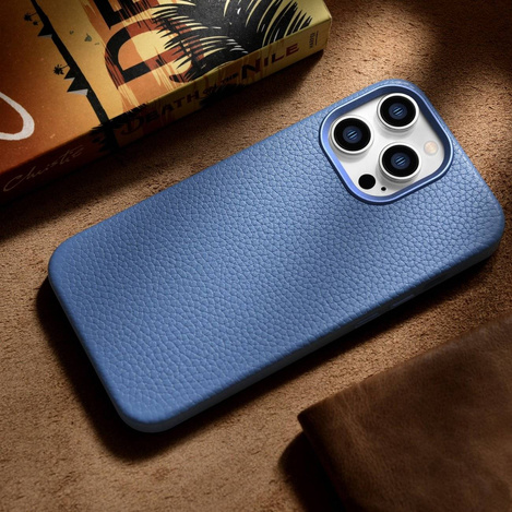 iCarer Case Leather genuine leather case for iPhone 14 Pro hellblau (WMI14220710-LB) (MagSafe compatible)