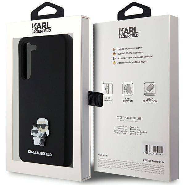 Oryginalne Etui KARL LAGERFELD hardcase Silicone Karl&Choupette Metal Pin KLHCS24MSMHKCNPK do Samsung Galaxy S24 Plus czarny