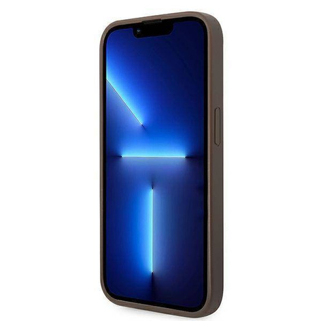 Guess 4G Bottom Stripe Metal Logo Collection - Etui iPhone 14 Pro (brązowy)