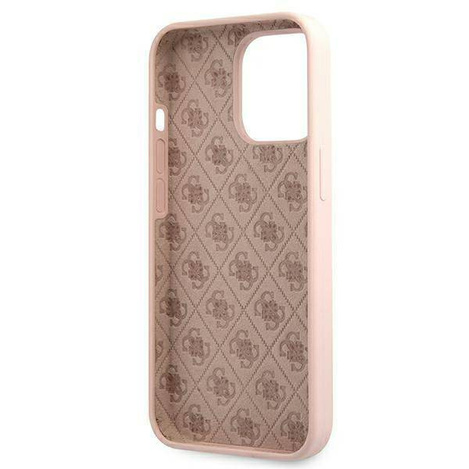 Guess GUHMP13XLSLMGLP iPhone 13 Pro Max 6,7 &quot;Hellrosa / Hellrosa Hardcase Silikonschrift Gold Logo Magsafe