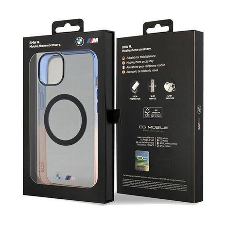 Oryginalne Etui BMW Gradient Bumper MagSafe Hardcase BMHMP15MHTGE do Iphone 14 Plus/ 15 Plus Szary