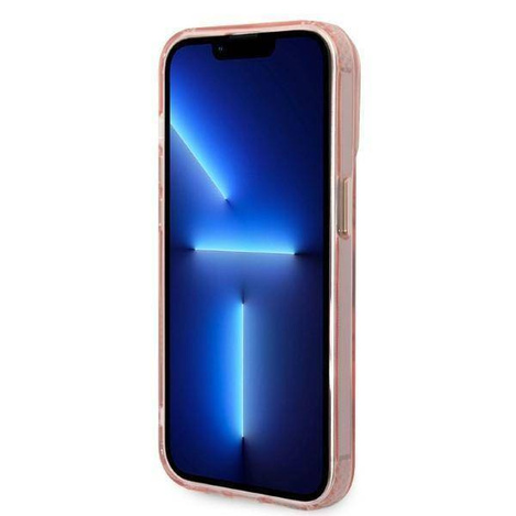 Guess Gold Outline Translucent MagSafe - Etui iPhone 14 Pro (różowy)