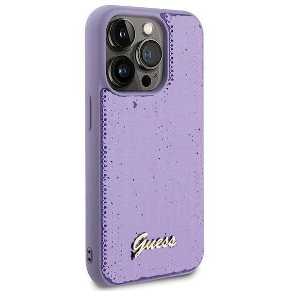 Guess Sequin Script Metal case for iPhone 15 Pro - purple