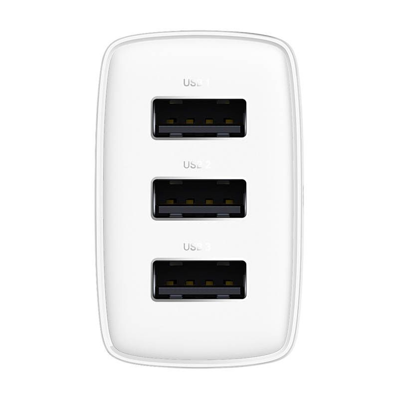 Baseus Compact ładowarka sieciowa 3x USB 17W biały (CCXJ020102)
