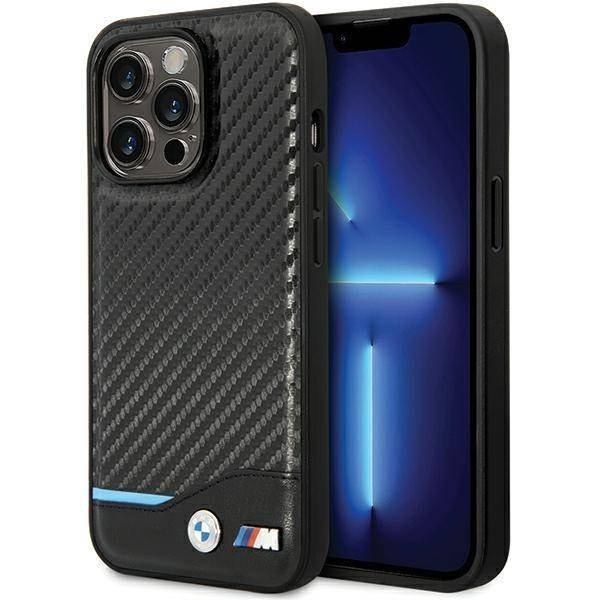Hülle BMW BMHCP13L22NBCK iPhone 13 Pro / 13 6,1&quot; schwarz/schwarz Hardcase Leder Carbon