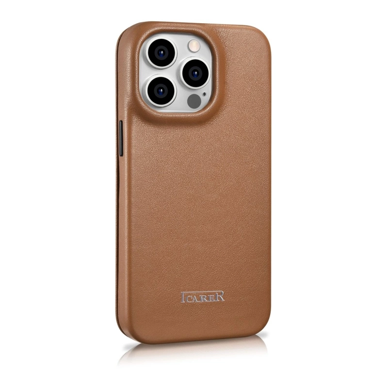 iCarer CE Premium Leather Folio Case iPhone 14 Pro Magnetic Flip Leather Folio Case MagSafe braun (WMI14220714-BN)