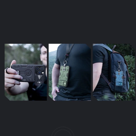 Nillkin CamShield Armor Pro Case etui iPhone 14 Pro pancerny pokrowiec podstawka ring czarny