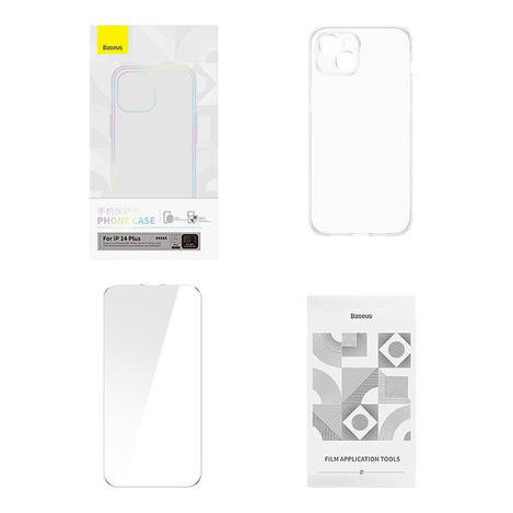 Etui IPHONE 14 PLUS Baseus Crystal Series + Szkło Hartowane transparentne