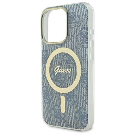 Original Handyhülle IPHONE 16 PRO MAX Guess Hardcase IML 4G MagSafe (GUHMP16XH4STB) blau