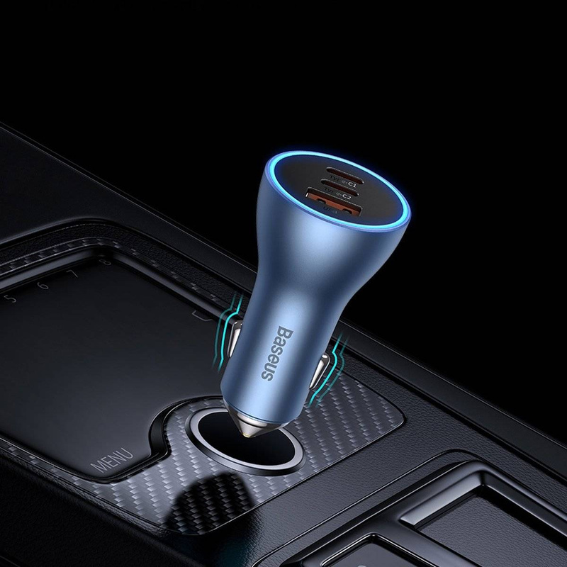 Baseus Golden Contactor Pro USB-A car charger + 2x USB-C 65W dark gray (CGJP010013)