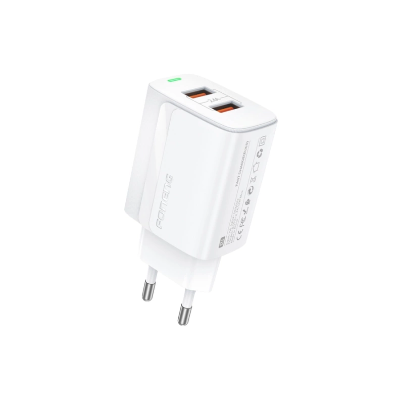 FONENG wall charger EU63 2.4A 12W 2xUSB + cable Micro White