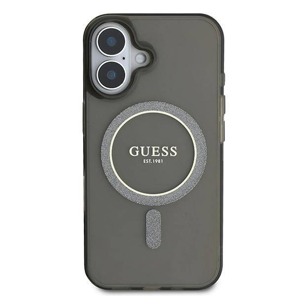 Original Case IPHONE 16 Guess Hardcase IML Glitter Circle MagSafe (GUHMP16SHFGEREK) black