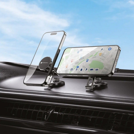 FORCELL F-Grip IronSecure uchwyt samochodowy do szyby/deski magnetyczny czarny