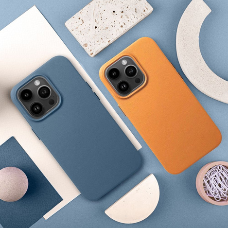 Futerał LEATHER MAG COVER kompatybilny z MagSafe do IPHONE 16 Plus niebieski