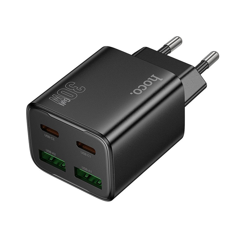 Ładowarka sieciowa do telefonu Hoco 2 x USB C + 2 x USB A QC3.0 PD 3A 30W N56 czarna