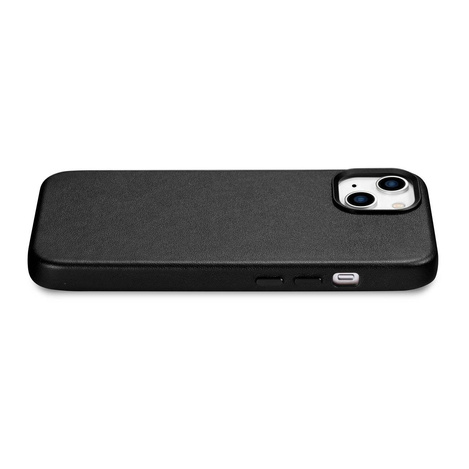 iCarer Case Leather genuine leather case cover for iPhone 14 Plus black (MagSafe compatible)