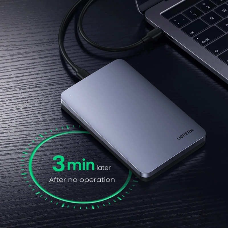 Ugreen CM300 70499 Schacht für 2,5'' SATA 3.0 6Gbit/s Festplatte – Grau + USB-C – USB-C-Kabel 0,5 m