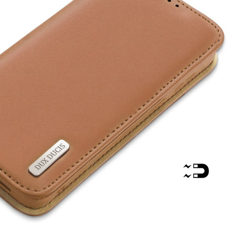 DUX DUCIS Hivo - skórzane etui portfelik do Samsung Galaxy S23 Plus brązowe