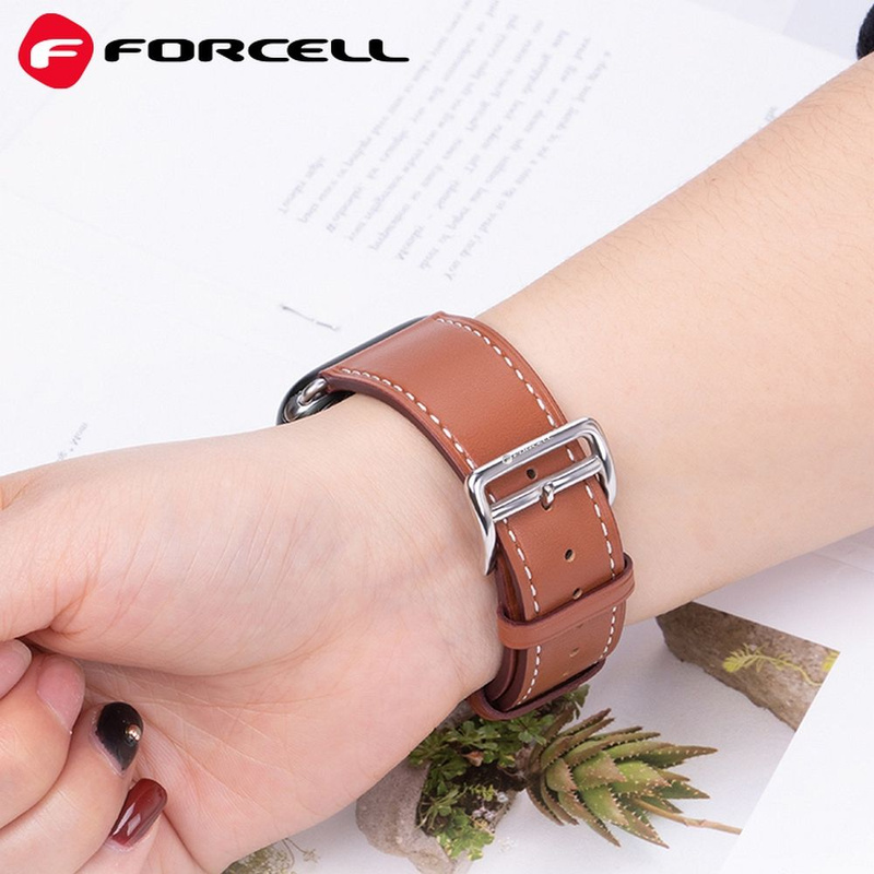 Pasek do Apple Watch Forcell F-Design FA20 magnetyczny skóra ekologiczna 42 / 44 / 45 / 49 mm brązowy