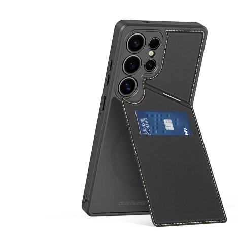 Dux Ducis Rafi II Case for Samsung Galaxy S25 Ultra with Stand and Wallet - Black