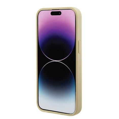 Original Handyhülle APPLE IPHONE 15 Guess Hardcase Saffiano MagSafe (GUHMP15SPSAHMCB) gold