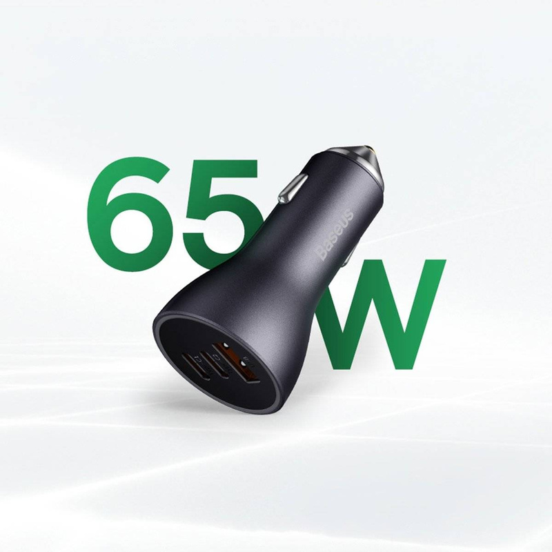 Baseus Golden Contactor Pro USB-A car charger + 2x USB-C 65W dark gray (CGJP010013)