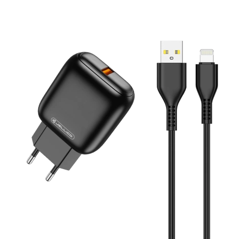 JELLICO ładowarka sieciowa C32 18W 1xUSB QC3.0 + kabel Lightning Czarny