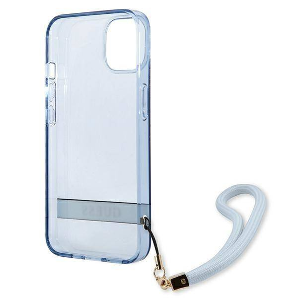 Case IPHONE 13 Guess Hardcase Translucent Stap (GUHCP13MHTSGSB) blue