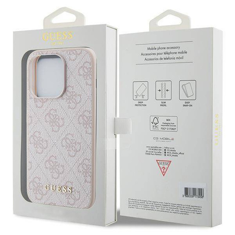 Guess 4G Metal Gold Logo Hülle für iPhone 15 Pro – Rosa