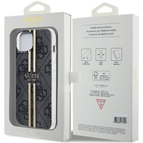 Oryginalne Etui GUESS Hardcase GUHCP15MH4PSEGK do iPhone 15 Plus (4G Gold Stripe / czarny)