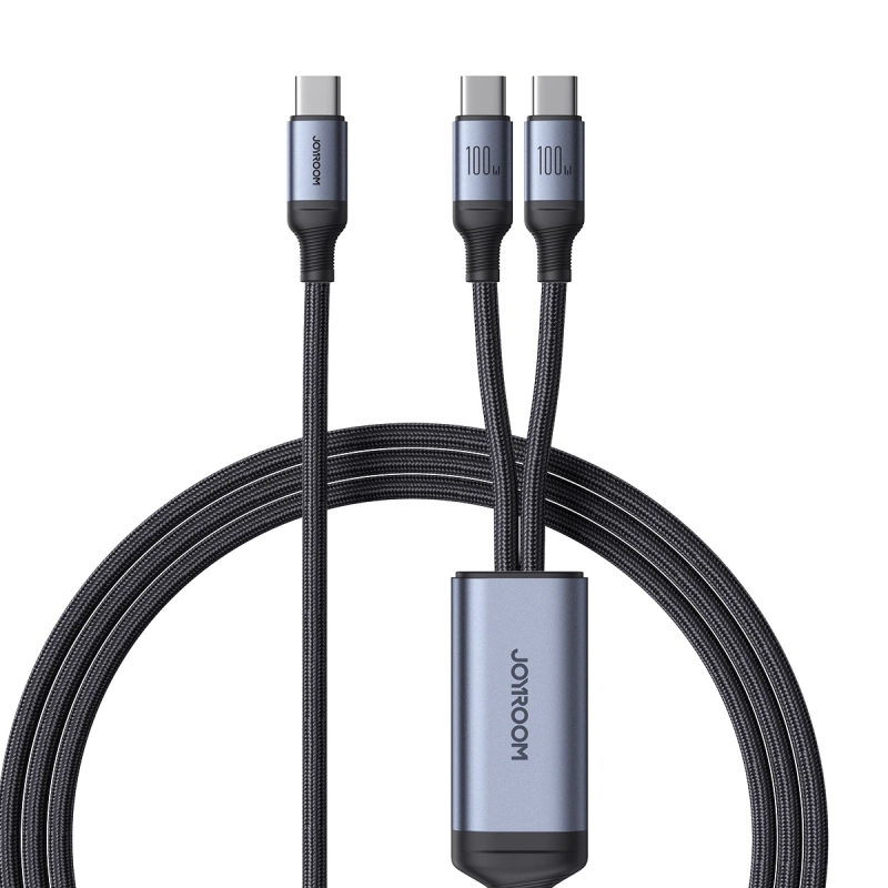 Kabel 2 w 1 Joyroom speedy series SA21-1T2 USB-C - USB-C / USB-C 1.5m czarny