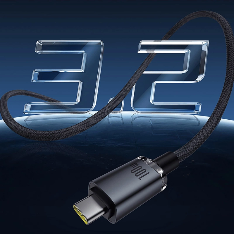 Baseus Crystal Shine CB000089 USB-C / USB-C USB3.2-Kabel 100 W 20 Gbit/s 1,5 m – Schwarz