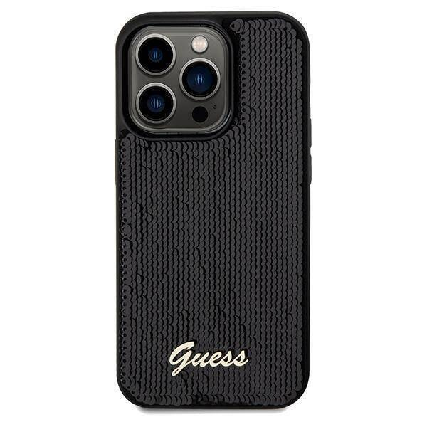Guess nakładka do iPhone 14 Pro 6,1" GUHCP14LPSFDGSK HC SEQUIN SCRIPT METAL czarna