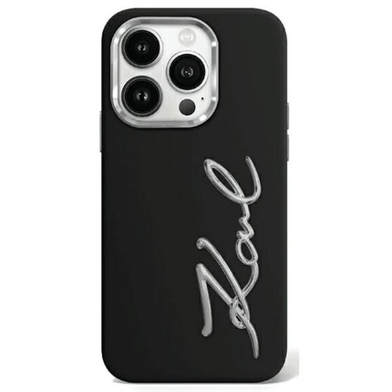 Oryginalne Etui KARL LAGERFELD hardcase Silicone Metal Script Logo KLHCP15LSCMSMVK do Iphone 15 Pro Czarny