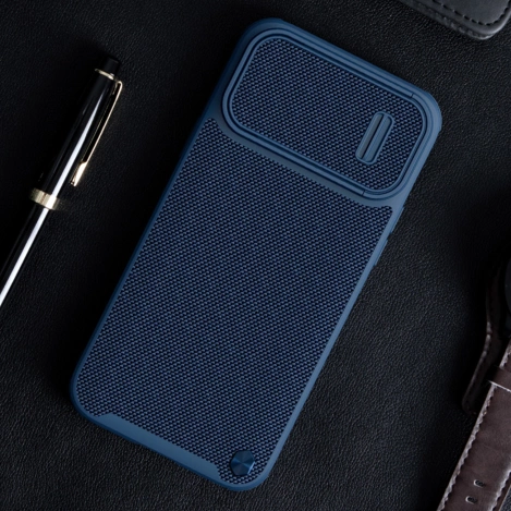 Nillkin Textured S Case for iPhone 14 Plus, armored cover with camera cover, blue