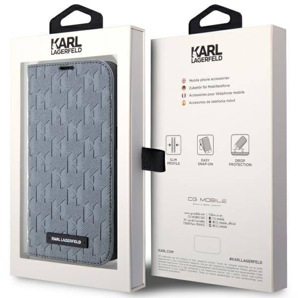 Karl Lagerfeld KLBKP14SSAKLHPG iPhone 14 6.1&quot; bookcase silver/silver Saffiano Monogram