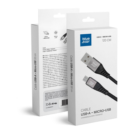 Kabel Blue Star z oplotem ze złączem micro USB 2A