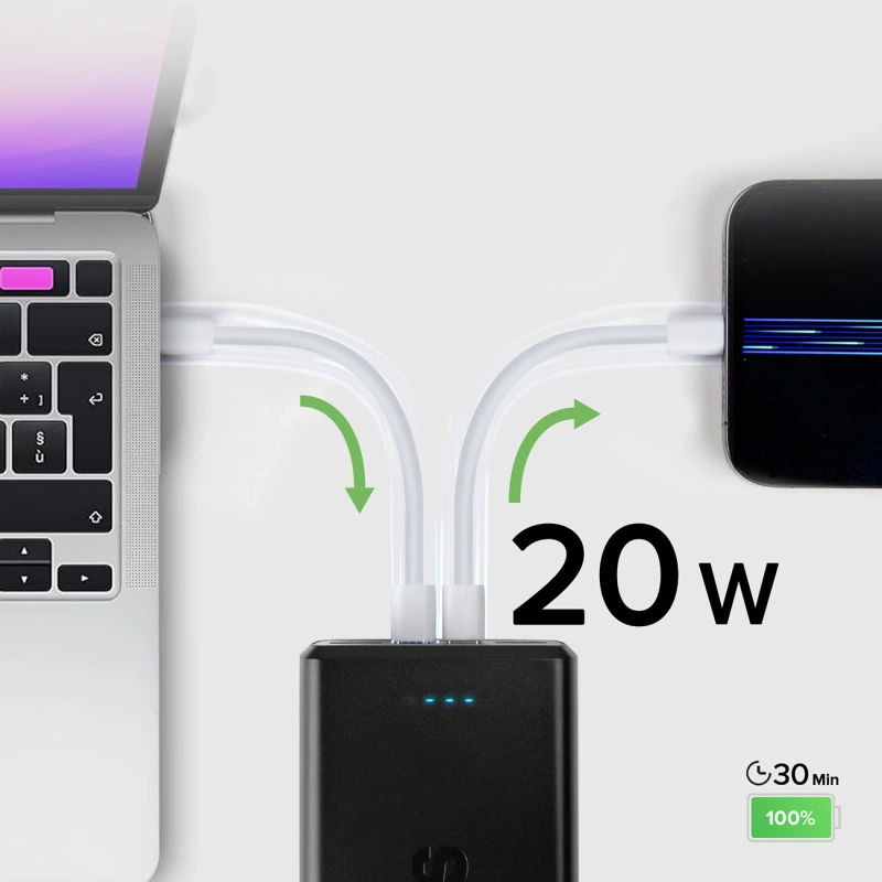 Powerbank SBS TTBB30000PD20K 30000 mAh 2 x USB-C 2 x USB-A - Schwarz