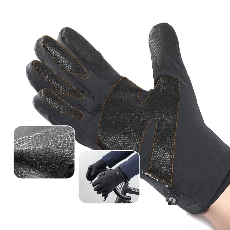 Rutschfeste Winter-Handy-Sporthandschuhe (Größe L) – schwarz