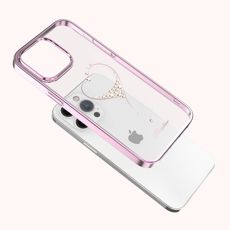 Kingxbar Wish Series case for iPhone 14 Plus decorated with pink crystals