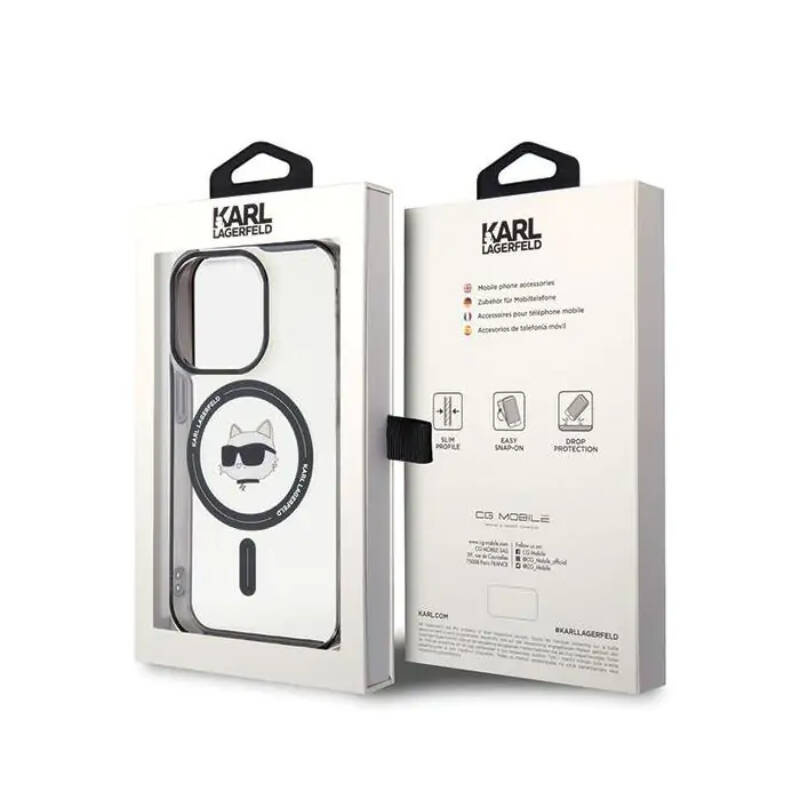 Karl Lagerfeld IML Choupette's Head MagSafe-Hülle für iPhone 15 Pro – transparent
