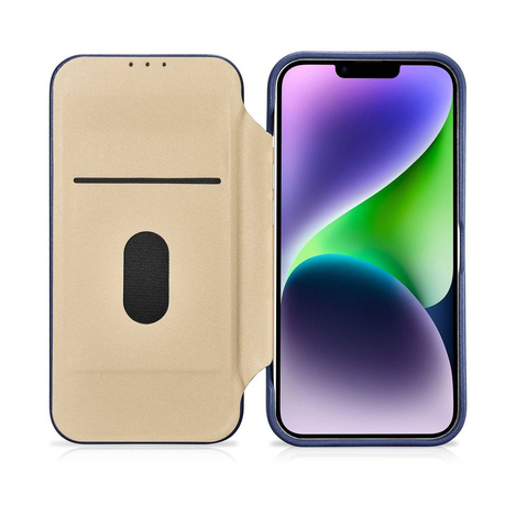 iCarer CE Premium Leather Folio Case for iPhone 14 Plus Flip Magnetic MagSafe Blue (WMI14220715-BU)