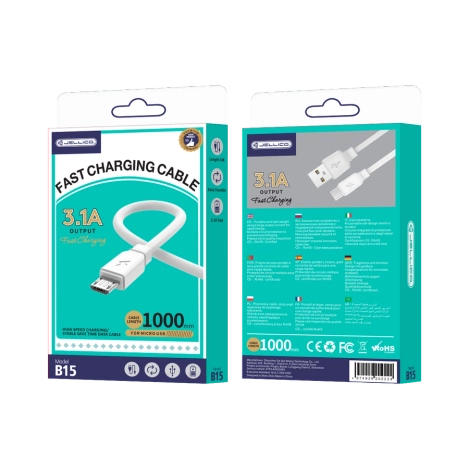 JELLICO kabel B15 Micro 3.1A 1M Biały