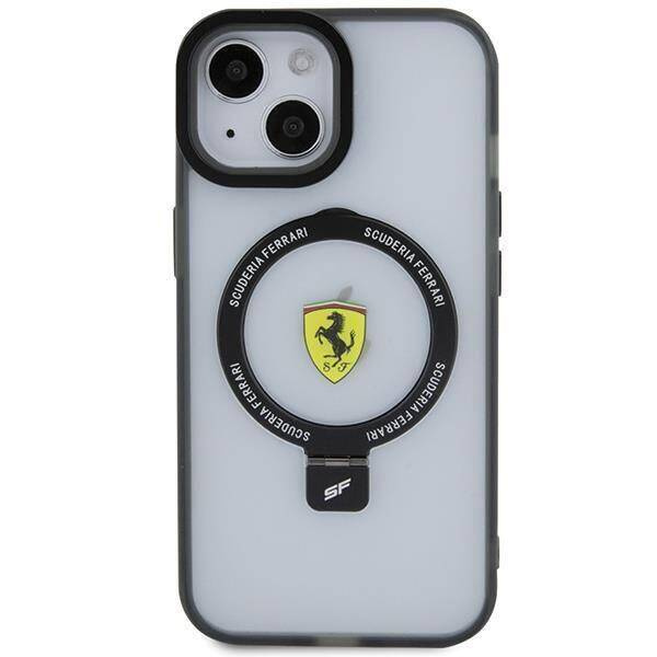 Original Handyhülle IPHONE 14 PLUS / 15 PLUS Ferrari Hardcase Ring Stand 2023 Collection MagSafe (FEHMP15MUSCAH) transparent