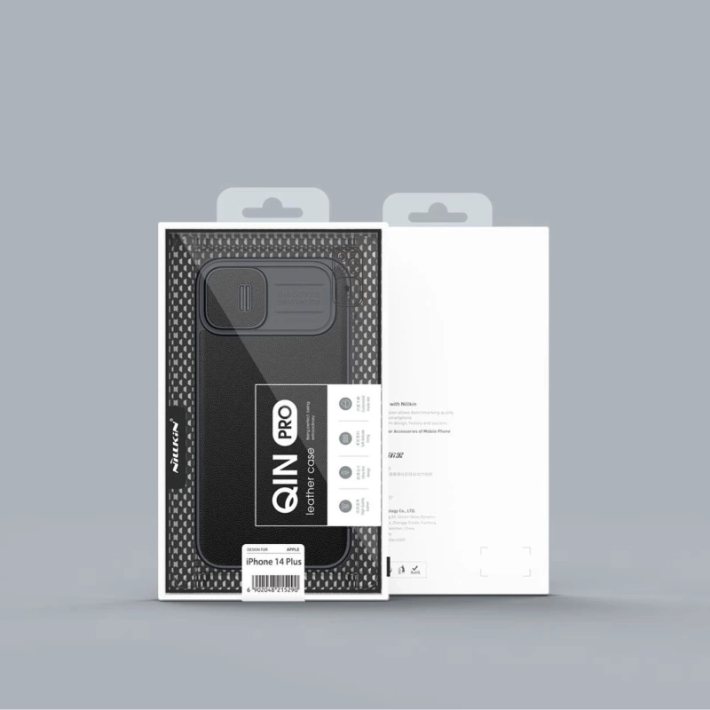 Nillkin Qin Leather Pro Case etui iPhone 14 Plus osłona na aparat kabura pokrowiec obudowa z klapką czarny