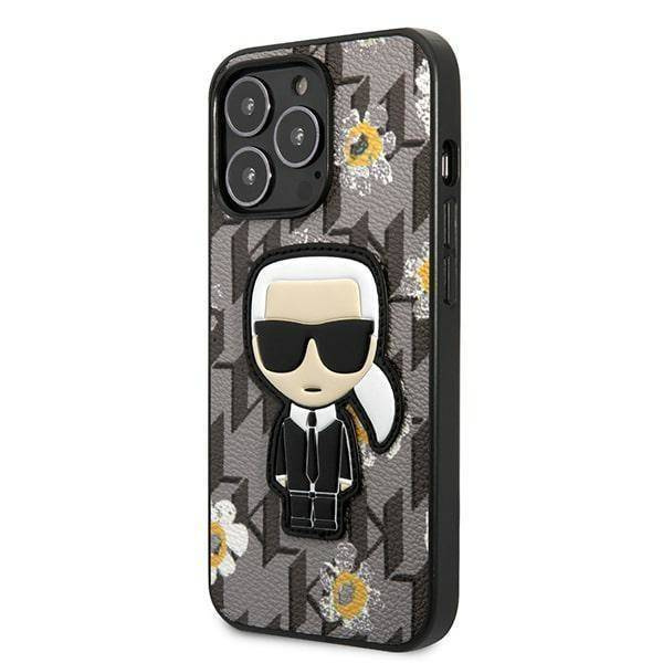 Original Case IPHONE 13 PRO Karl Lagerfeld Flower Ikonik Karl (KLHCP13LPMNFIK1) gray